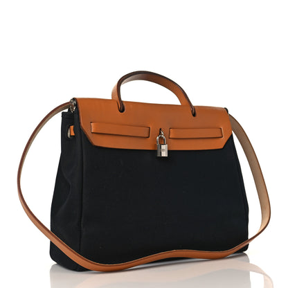 Hermes Toile Vache Hunter Herbag Zip PM 31 Black Natural 5 of 16