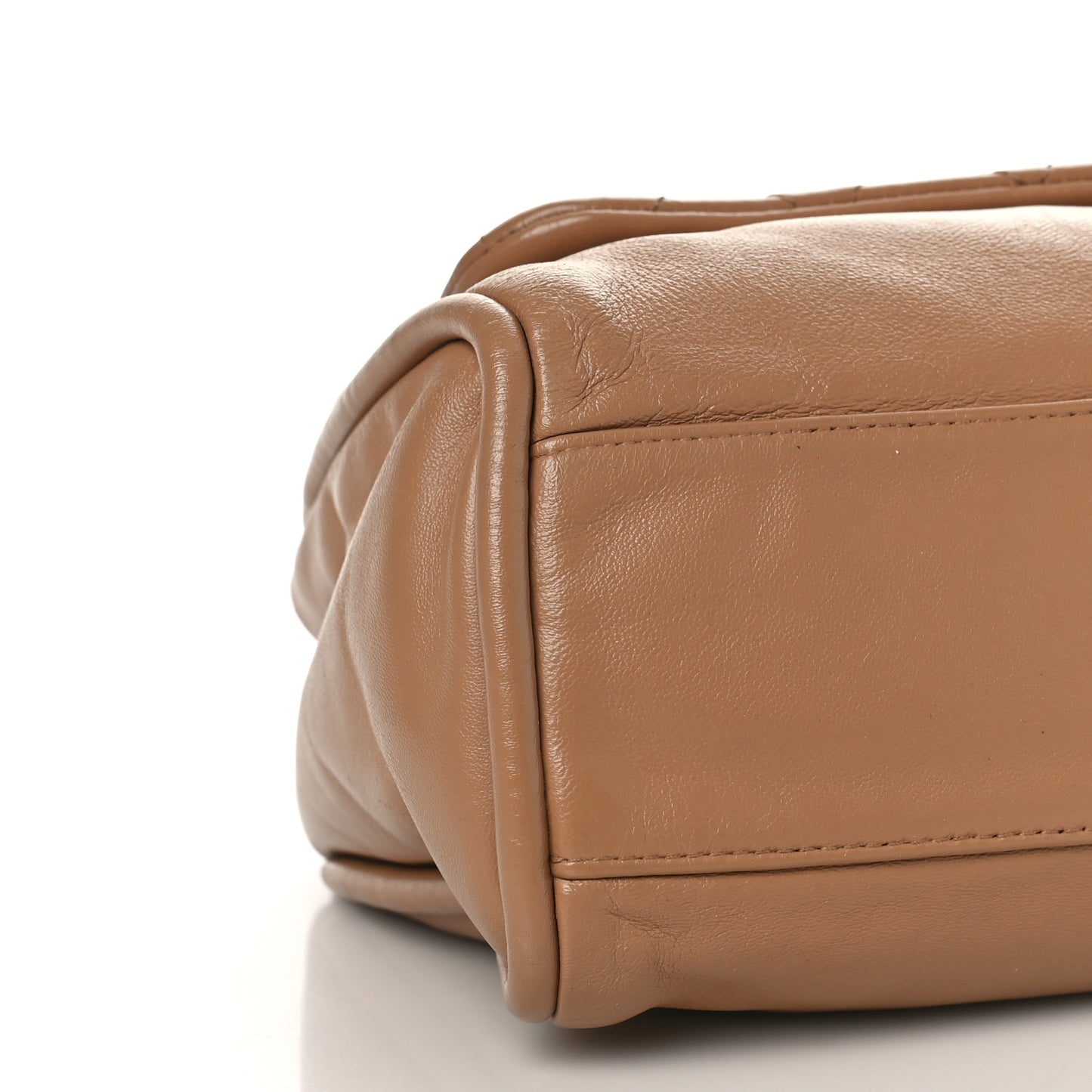 Lambskin Quilted Large Mademoiselle Double Flap Light Brown