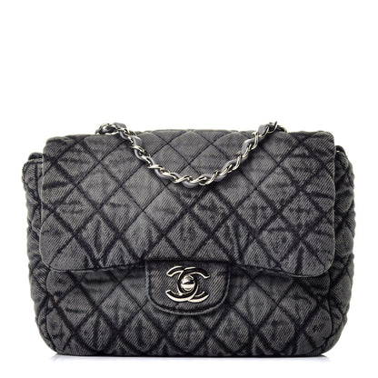 Chanel Washed Denim Quilted Small Denimpression Flap Grey Black 1 of 10
