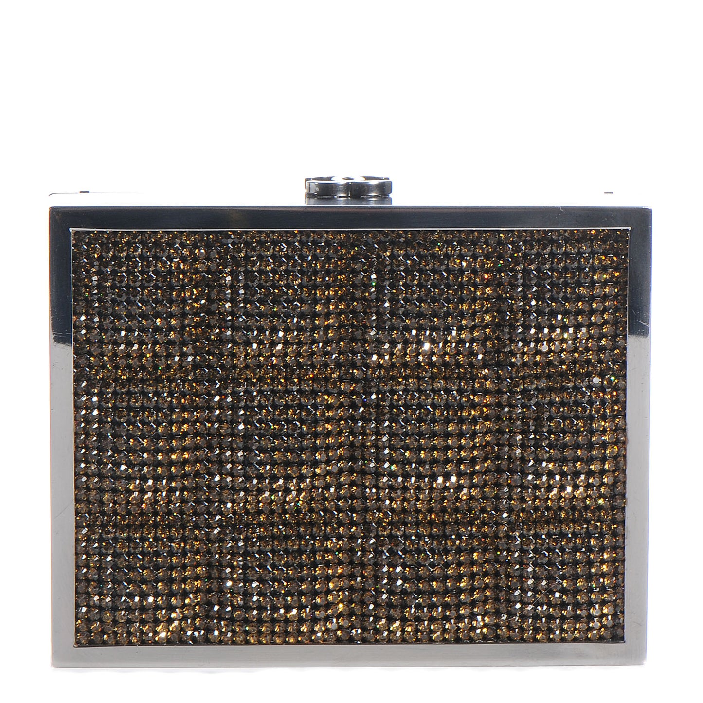 Crystal Square Quilted Box Clutch Bronze