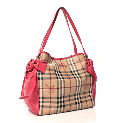 Burberry Haymarket Check Bow Canterbury Tote Pink 3 of 12