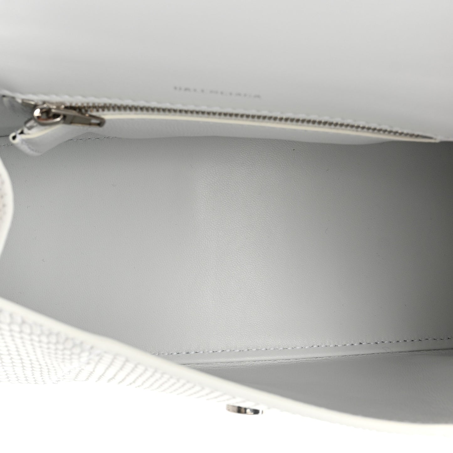 Matte Calfskin Snake Embossed Tonal B Small Hourglass Top Handle Bag Optic White