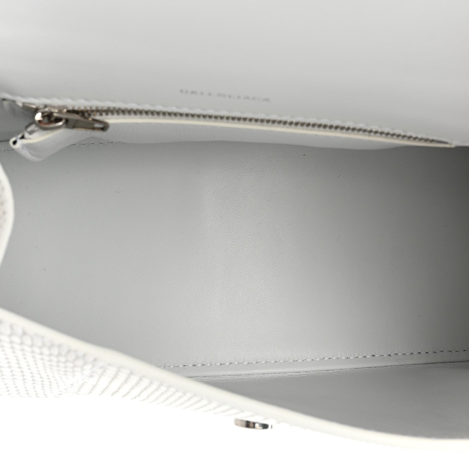 Balenciaga Matte Calfskin Snake Embossed Tonal B Small Hourglass Top Handle Bag Optic White 5 of 10