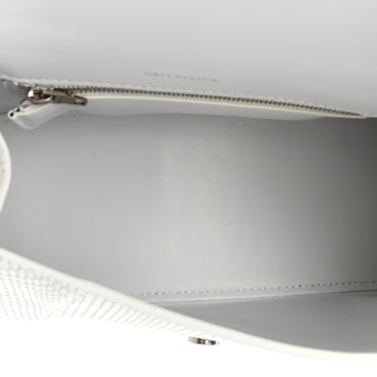 Balenciaga Matte Calfskin Snake Embossed Tonal B Small Hourglass Top Handle Bag Optic White 5 of 10