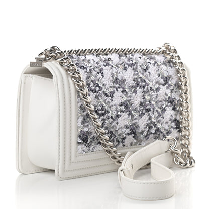 Chanel Calfskin Sequin Medium Boy Chanel Flap White 3 of 12
