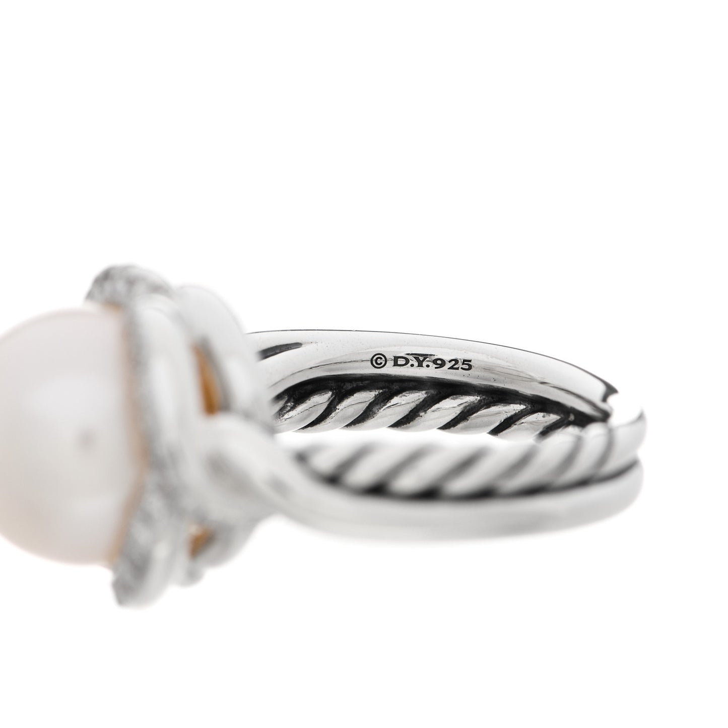 Sterling Silver Diamond Pearl 11.5mm Ring 52 6