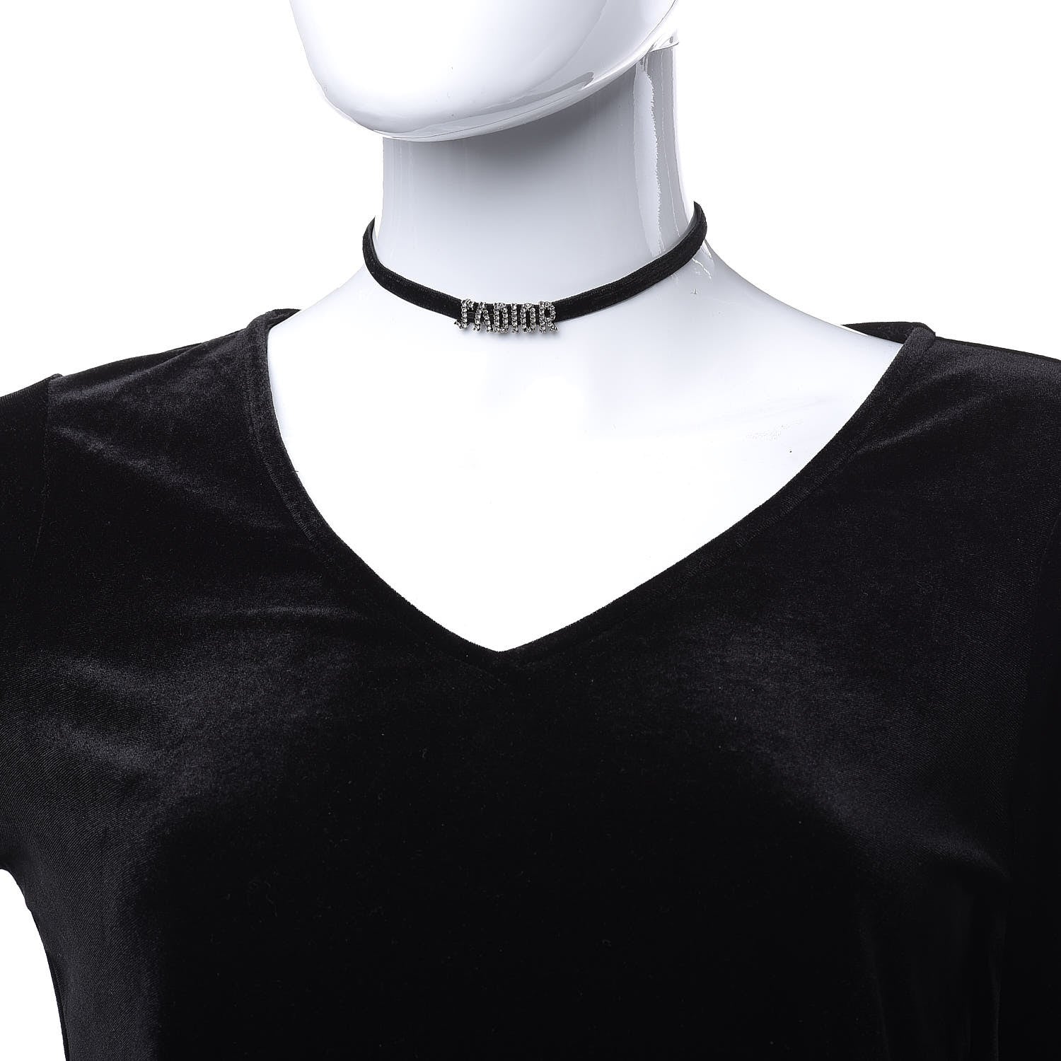 Christian Dior Velvet Crystal J’Adior Choker Necklace Black 2 of 3