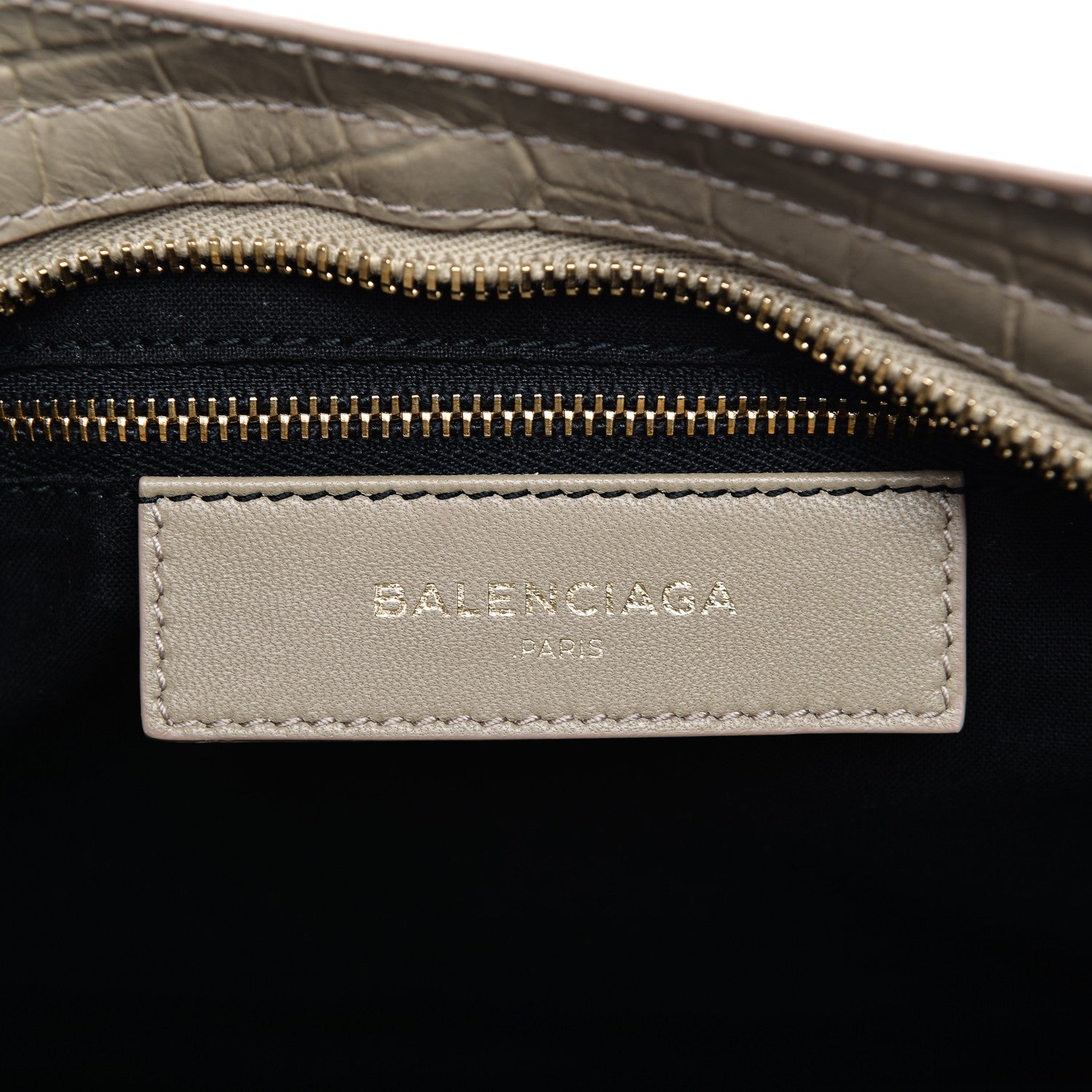 Balenciaga Calfskin Crocodile Embossed Classic Gold Hardware City Beige Latte 6 of 7
