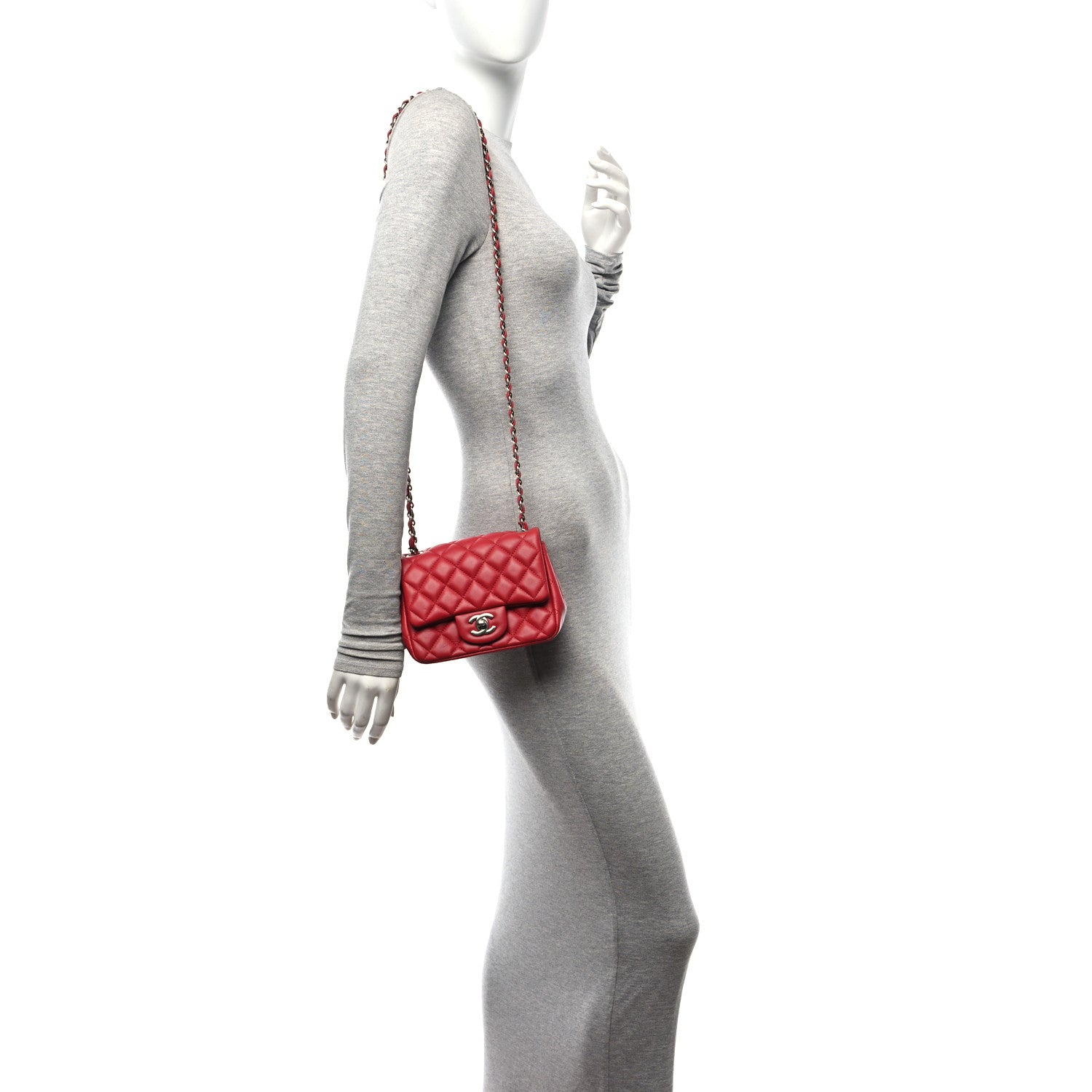 Chanel Lambskin Quilted Mini Square Flap Red 2 of 11