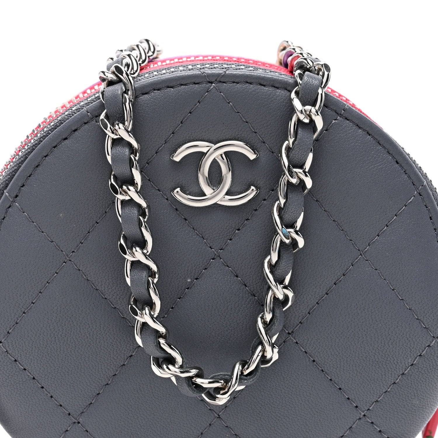 Chanel Lambskin Quilted Round Clutch With Chain Multicolor 8 of 13