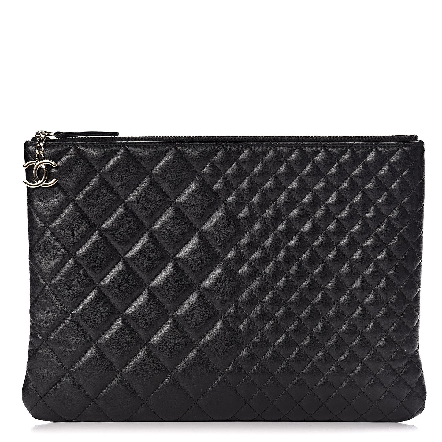 Lambskin Bi Quilted Medium Cosmetic Case Black
