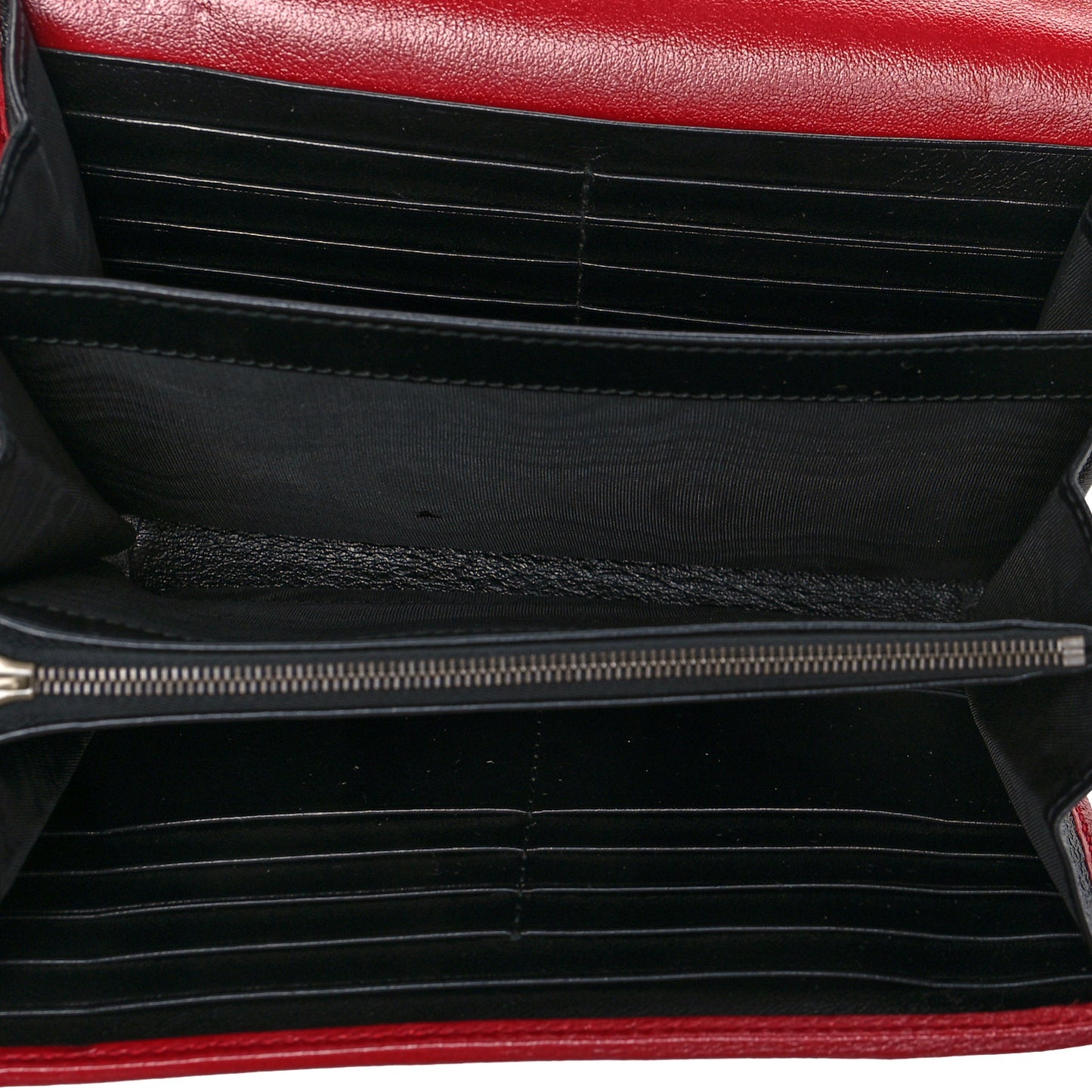 Vintage Effect Calfskin Matelasse Diagonal Torchon GG Marmont Chain Wallet Black Romantic Cherry