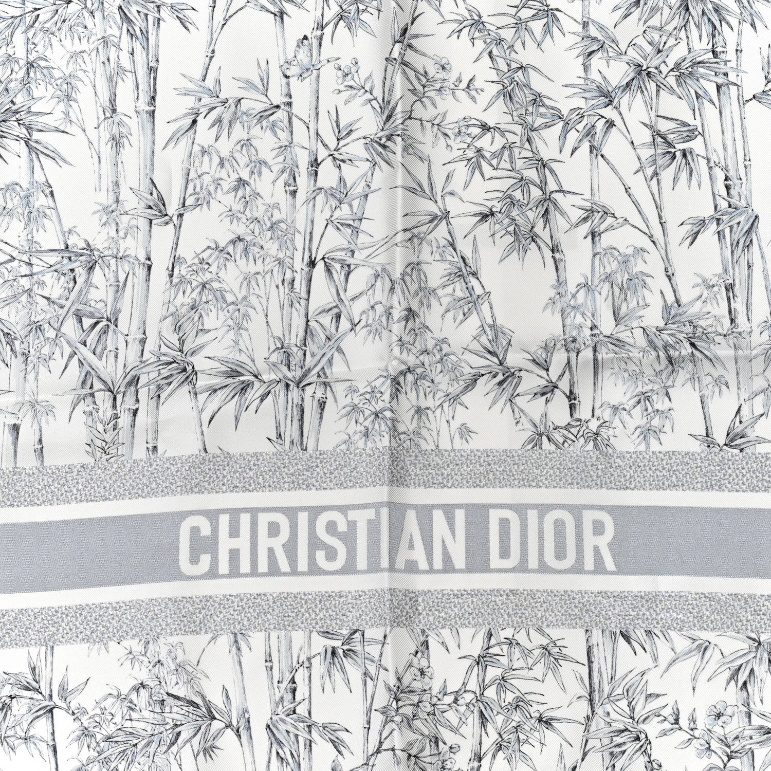 Christian Dior Silk Toile de Jouy Natura Square Scarf 90 White Light Gray 2 of 3