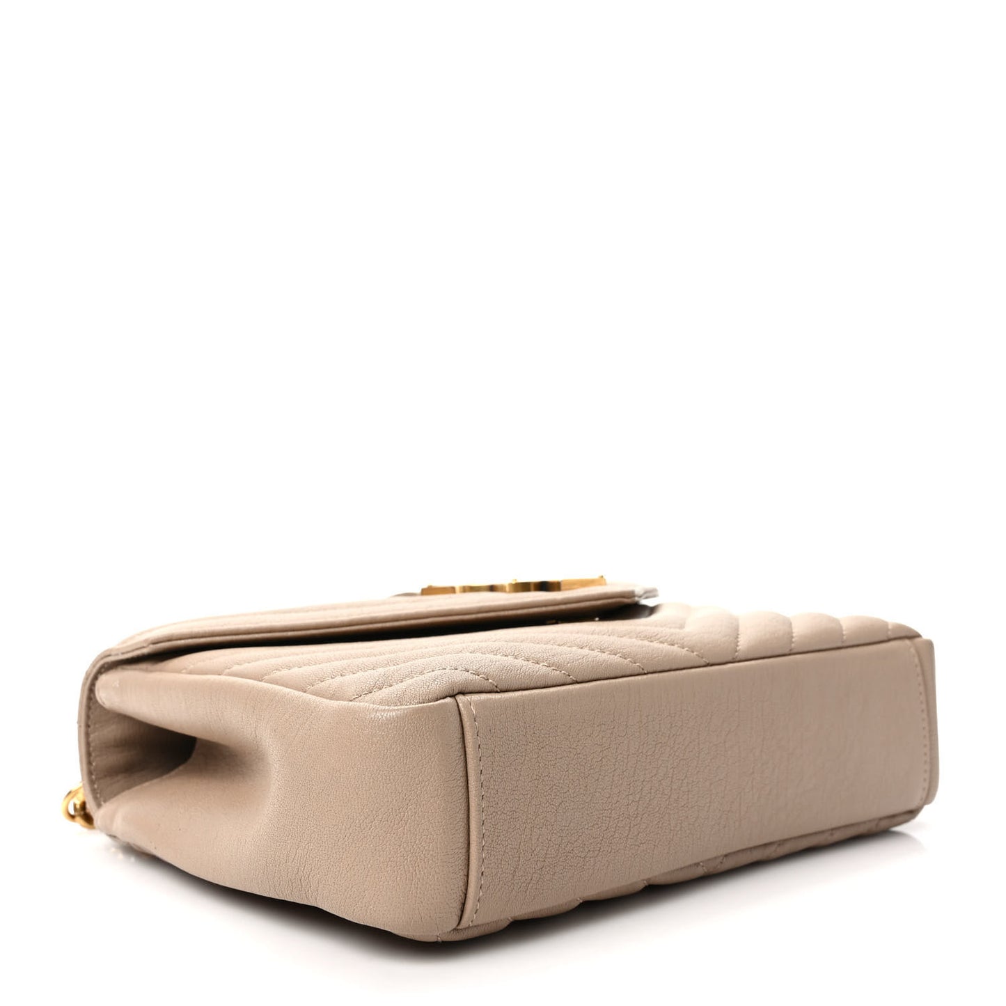 Sheepskin Matelasse Chevron Monogram Medium College Bag Dark Beige