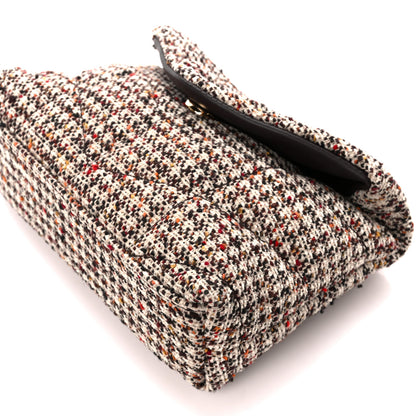 Saint Laurent Tweed Quilted Loulou Puffer Monogram Pouch Clutch Beige Umber Multicolor 15 of 15