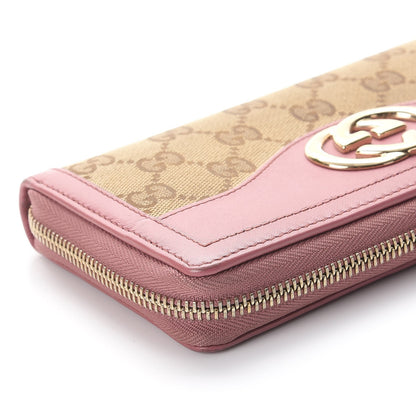 Gucci Monogram Margaux Calfskin Sukey Zip Around Wallet Beige Ebony Vintage Rose 10 of 11