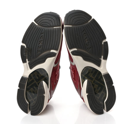 Fendi Nubuck Mesh Vitello FF Mens Faster Sneakers 10 Burgundy Barolo 5 of 7