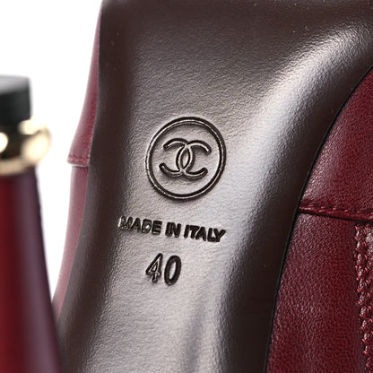 Chanel Lambskin Camelia CC Short Boots 40 Burgundy 6 of 8
