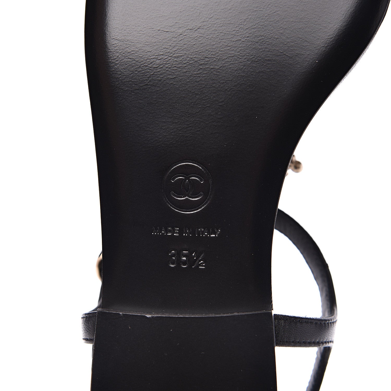 Chanel Lambskin Pearl CC Thong Sandals 35.5 Black 7 of 9