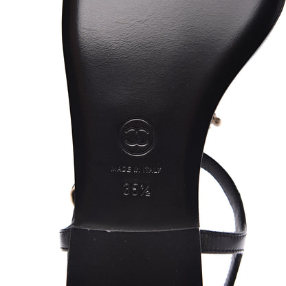 Chanel Lambskin Pearl CC Thong Sandals 35.5 Black 7 of 9