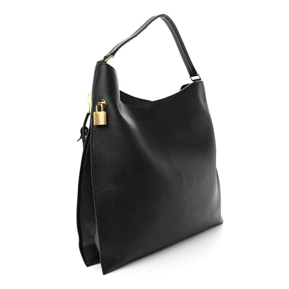 Tom Ford Pebbled Calfskin Large Alix Padlock Zip Hobo Bag Black 4 of 11