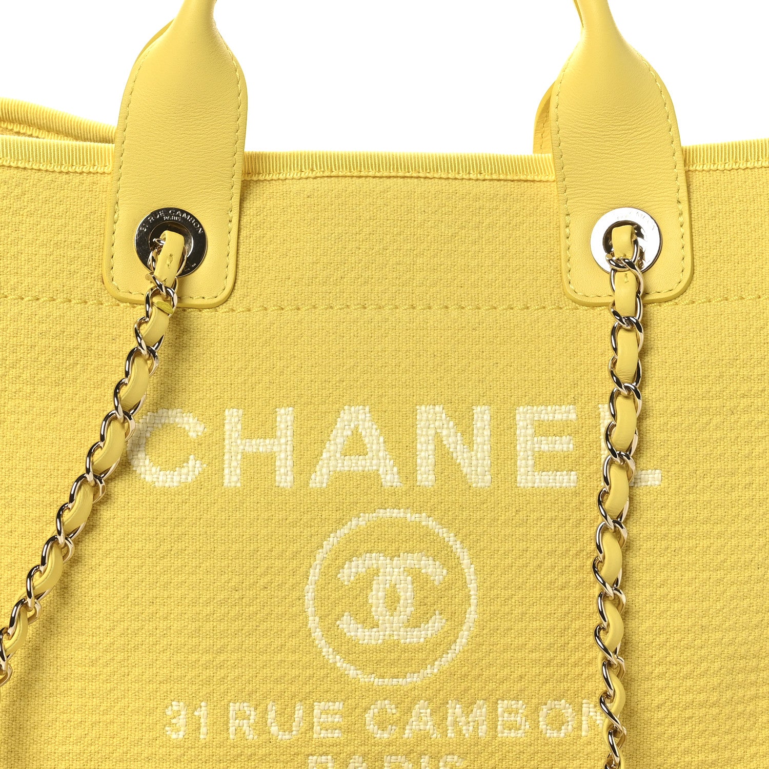 Chanel Mixed Fibers Small Deauville Tote Yellow 8 of 10