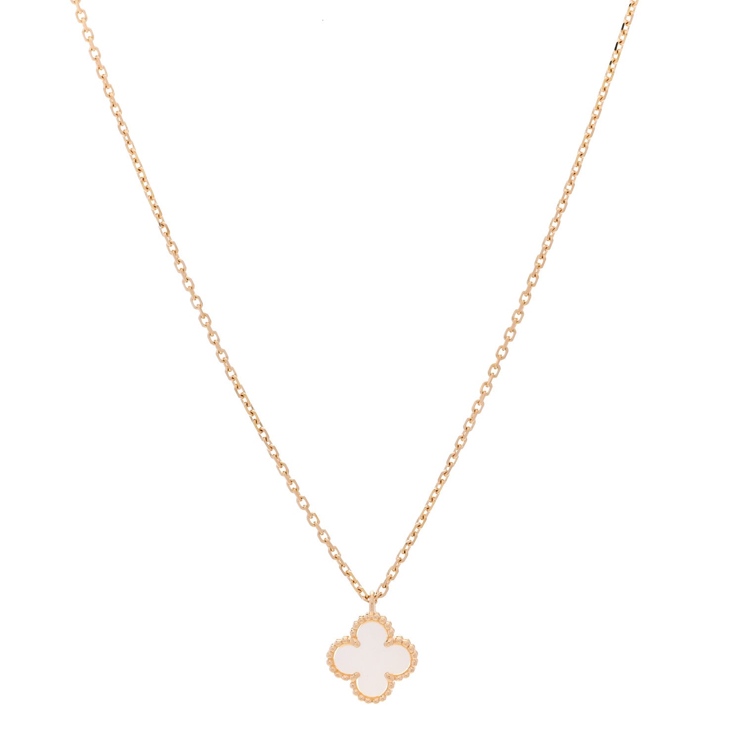 Van Cleef & Arpels 18K Yellow Gold Mother of Pearl Sweet Alhambra Pendant Necklace 1 of 6