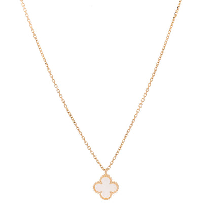 Van Cleef & Arpels 18K Yellow Gold Mother of Pearl Sweet Alhambra Pendant Necklace 1 of 6