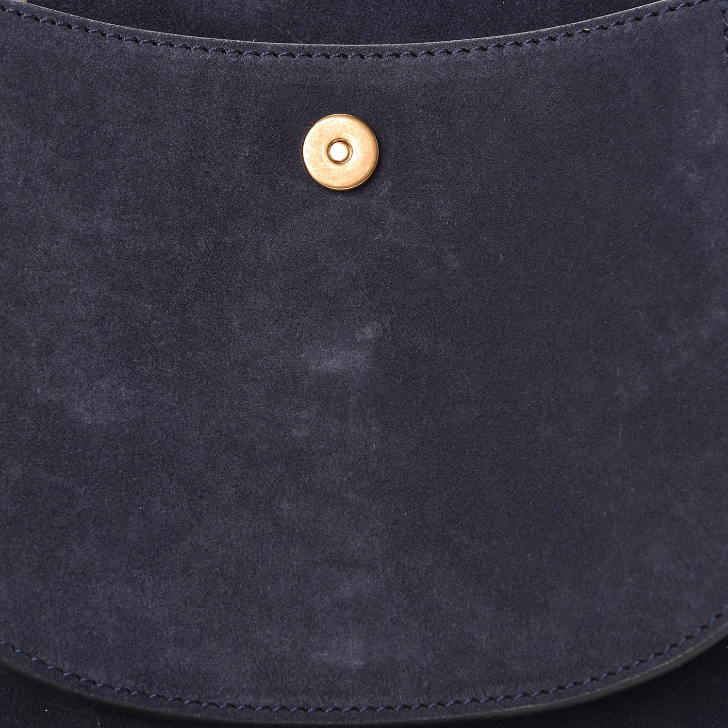 Chloe Suede Calfskin Braided Small Hudson Shoulder Bag Full Blue 8 of 12