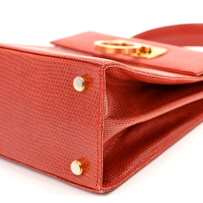 Salvatore Ferragamo Lizard Iconic Small Top Handle Bag Orange 9 of 9