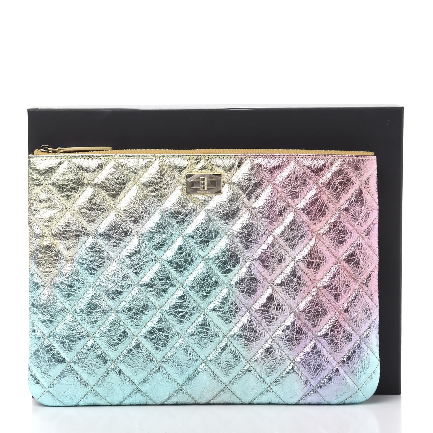 Chanel Metallic Goatskin Quilted Medium 2.55 Reissue Cosmetic Case Multicolor 8 of 8