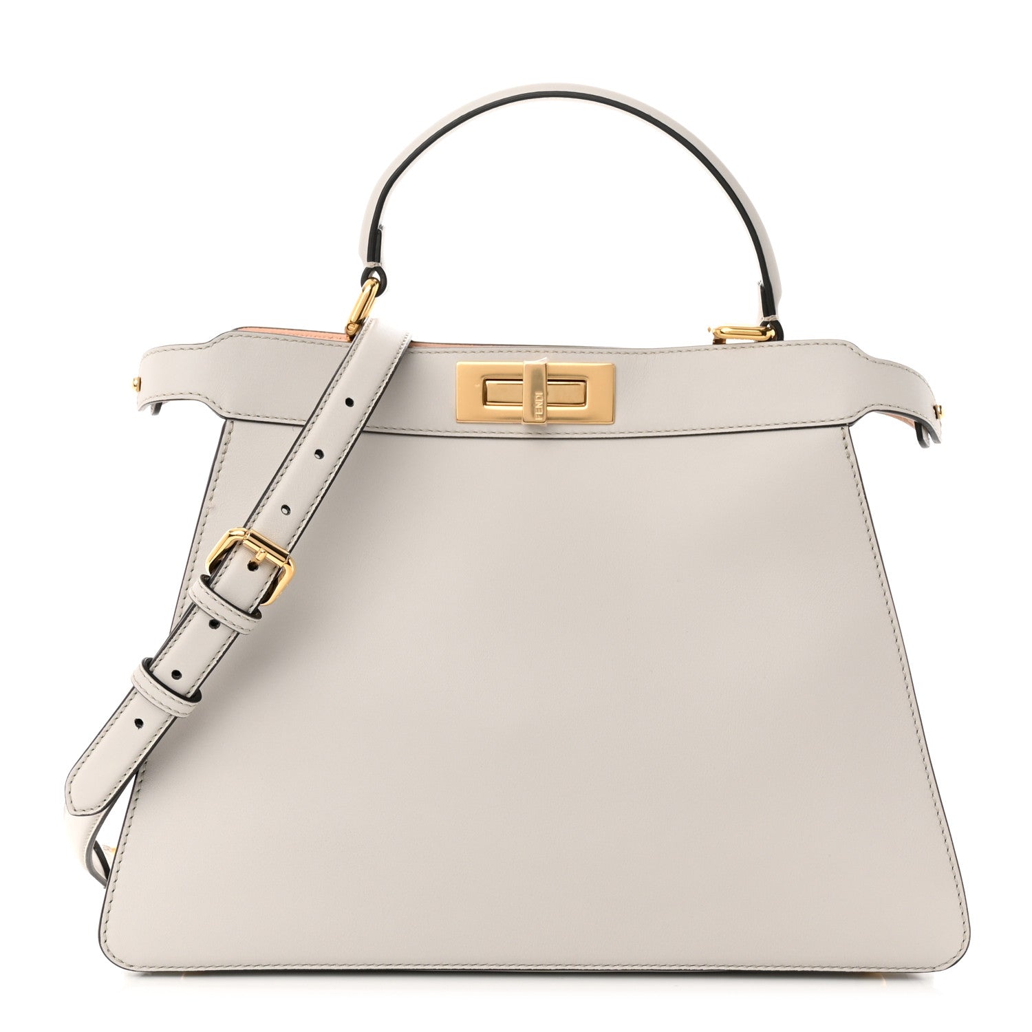 Fendi Vitello Seta Shiny Nappa Medium Peekaboo I SEE U Satchel Ghiaia Light Rose 1 of 14