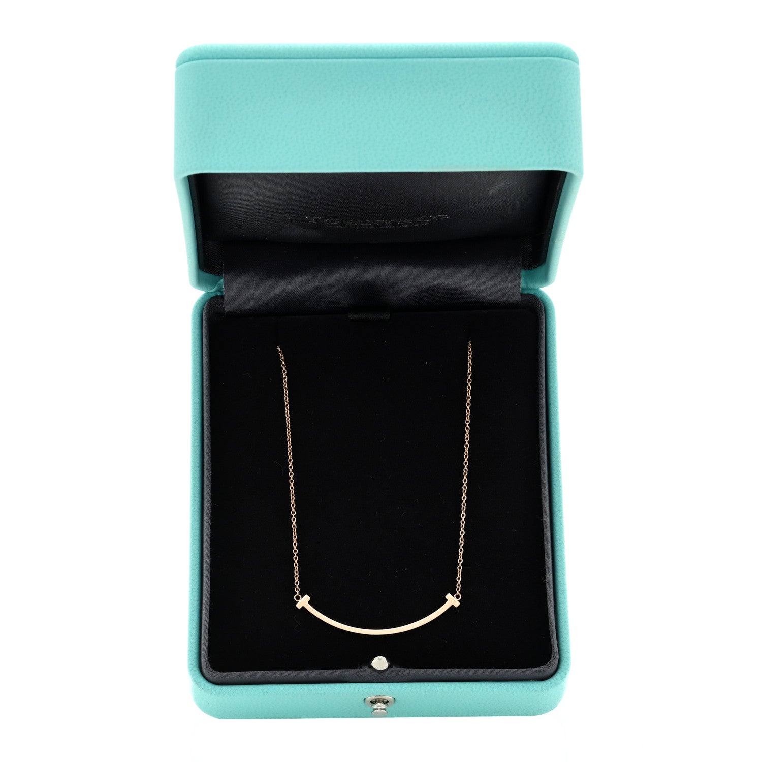 Tiffany 18K Rose Gold Small T Smile Pendant Necklace 5 of 5