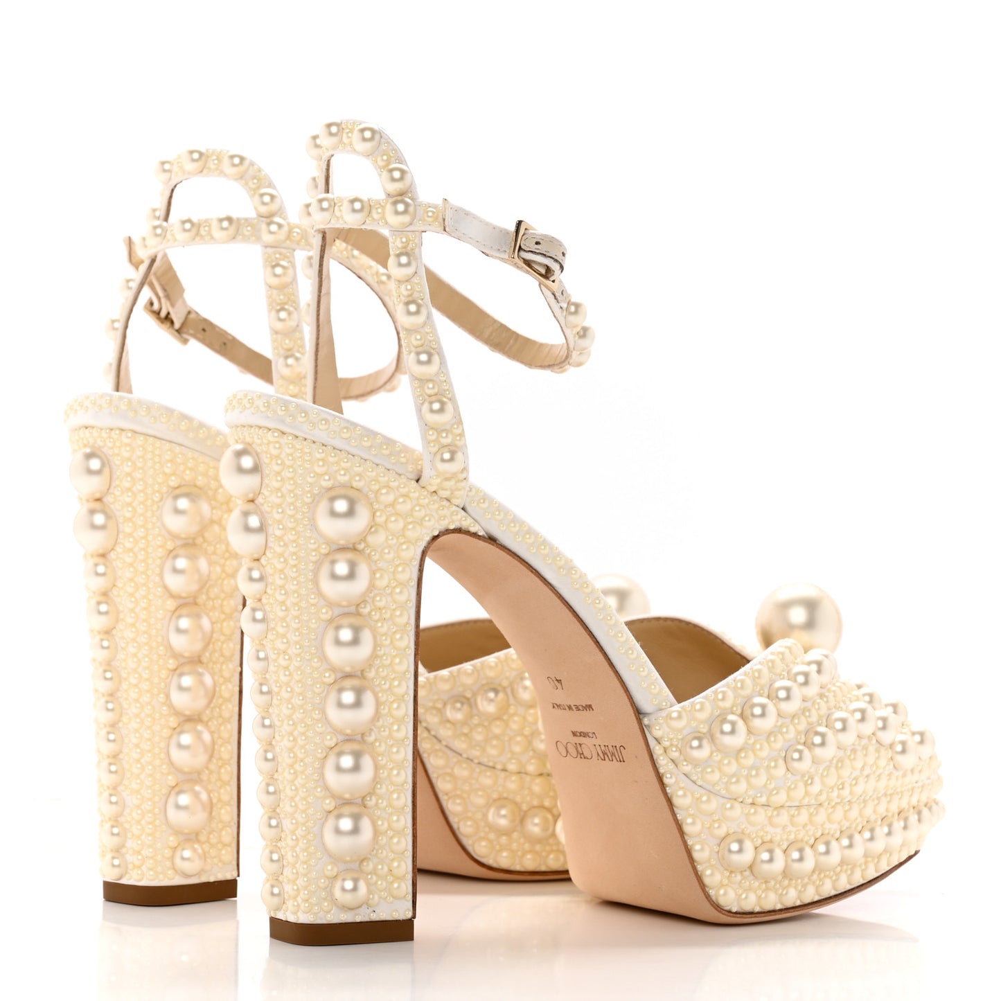 Pearl Satin Sacaria 120 Sandals 40 White