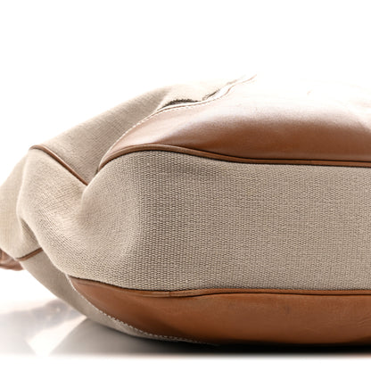 Bottega Veneta Canvas Calfskin Trimmed Tote Beige Brown 9 of 10