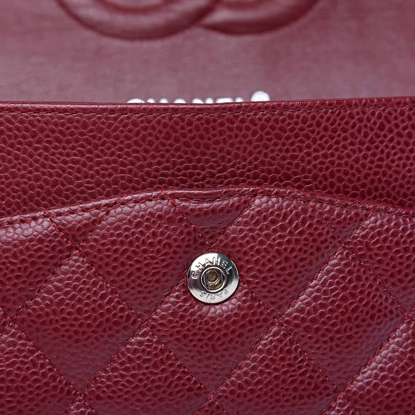 Caviar Quilted Medium Double Flap Dark Red