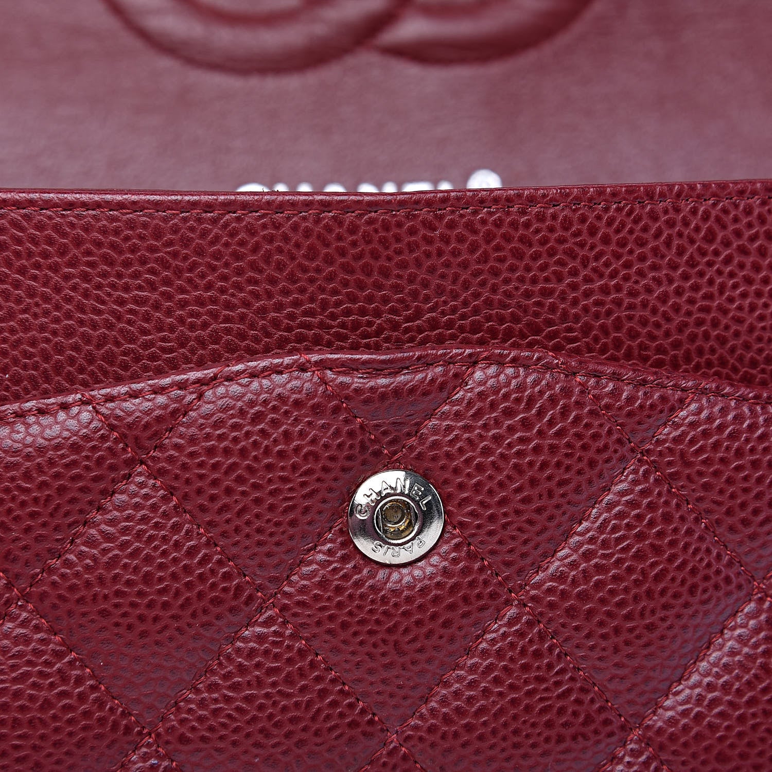 Chanel Caviar Quilted Medium Double Flap Dark Red 15 of 16