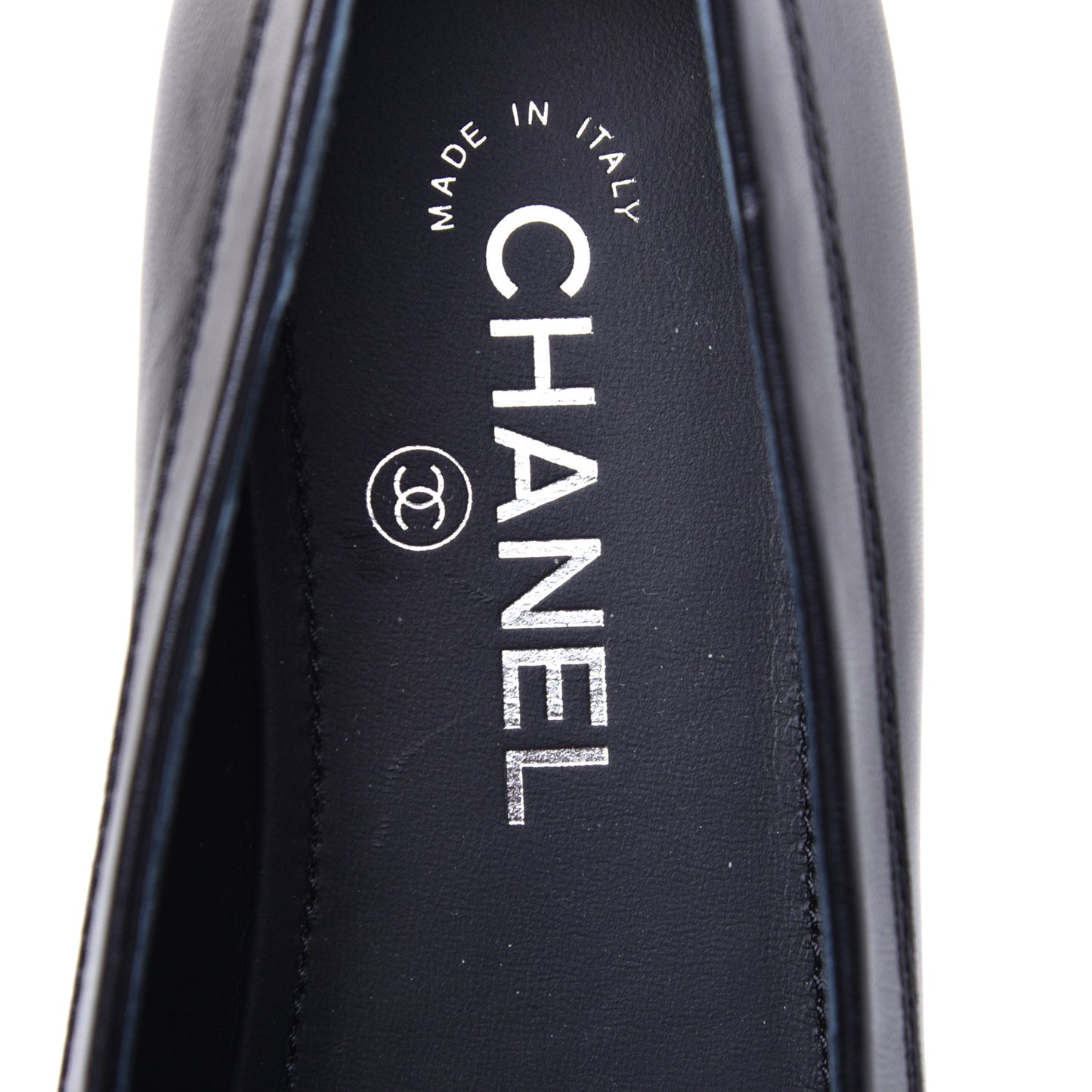 Calfskin CC Chain Mocassin Loafers 38.5 Black