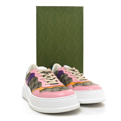 Gucci Calfskin GG Supreme Monogram Perforated Womens Platform 55mm Sneakers 40.5 Beige Ebony Sugar Pink Crop Shine Purple 9 of 9