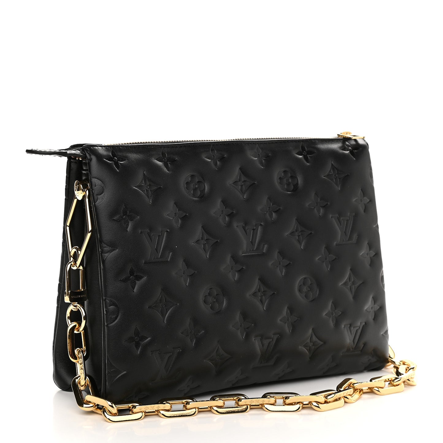 Lambskin Embossed Monogram Coussin PM Black