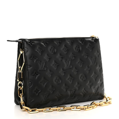 Louis Vuitton Lambskin Embossed Monogram Coussin PM Black 2 of 7