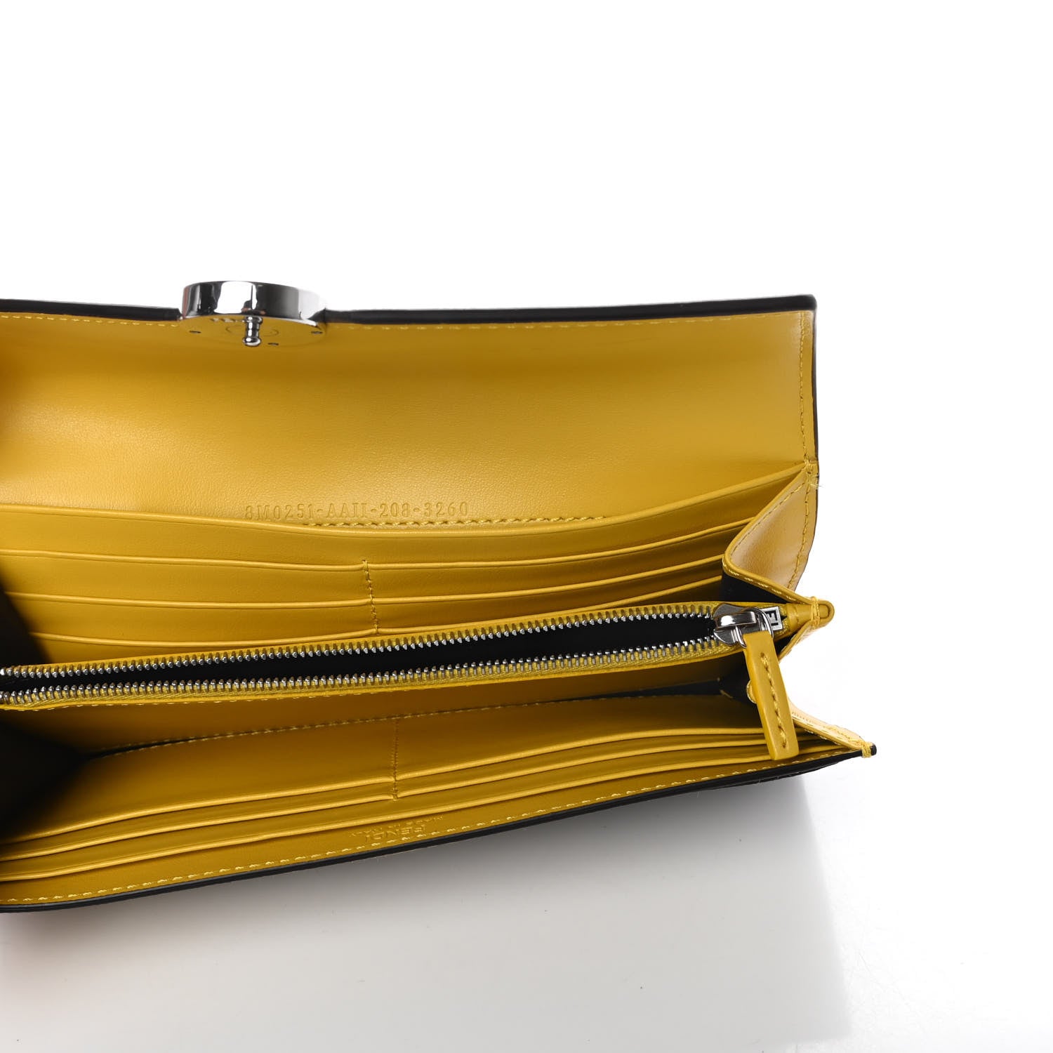 Fendi Vitello Cruise F is Fendi Bi-Color FF 1974 Embossed Continental Envelope Wallet Maya Black Sunflower 5 of 9
