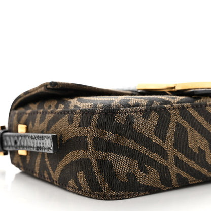 Fendi X SARAH COLEMAN Fabric Jacquard Ayers Enamel FF Vertigo Mini Baguette 1997 Tobacco Moro Black 9 of 11