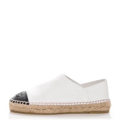 Chanel Grained Calfskin CC Espadrilles 35 White Black 1 of 11