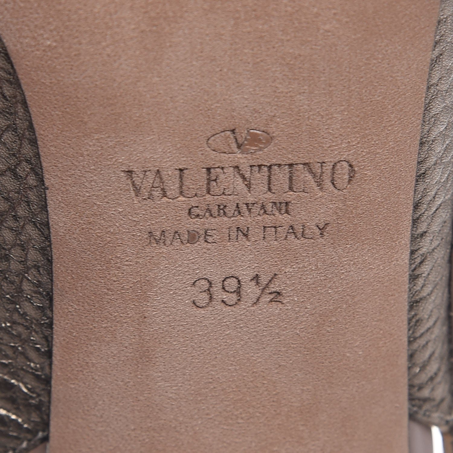 Valentino Garavani Metallic Pebbled Calfskin Rockstud Ankle Strap 100mm Pumps 39.5 Sasso Poudre 6 of 9