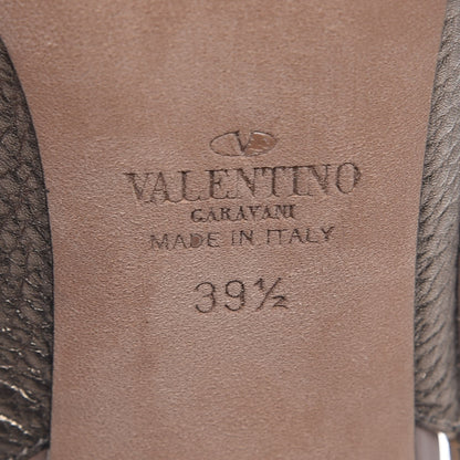 Valentino Garavani Metallic Pebbled Calfskin Rockstud Ankle Strap 100mm Pumps 39.5 Sasso Poudre 6 of 9