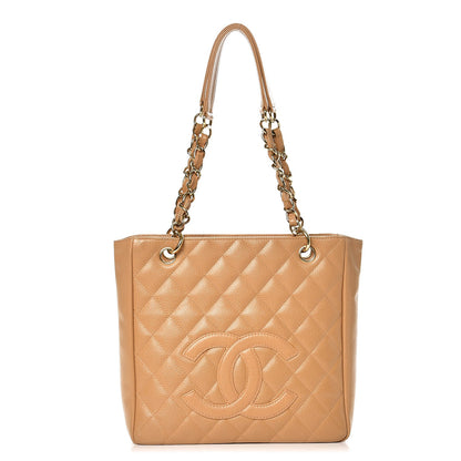 Chanel Caviar Quilted Petit Shopping Tote PST Dark Beige 1 of 13
