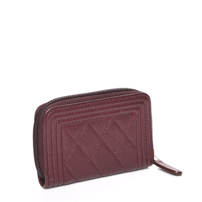 Chanel Caviar Quilted Boy Zip Around Coin Purse Wallet Dark Purple 3 of 8