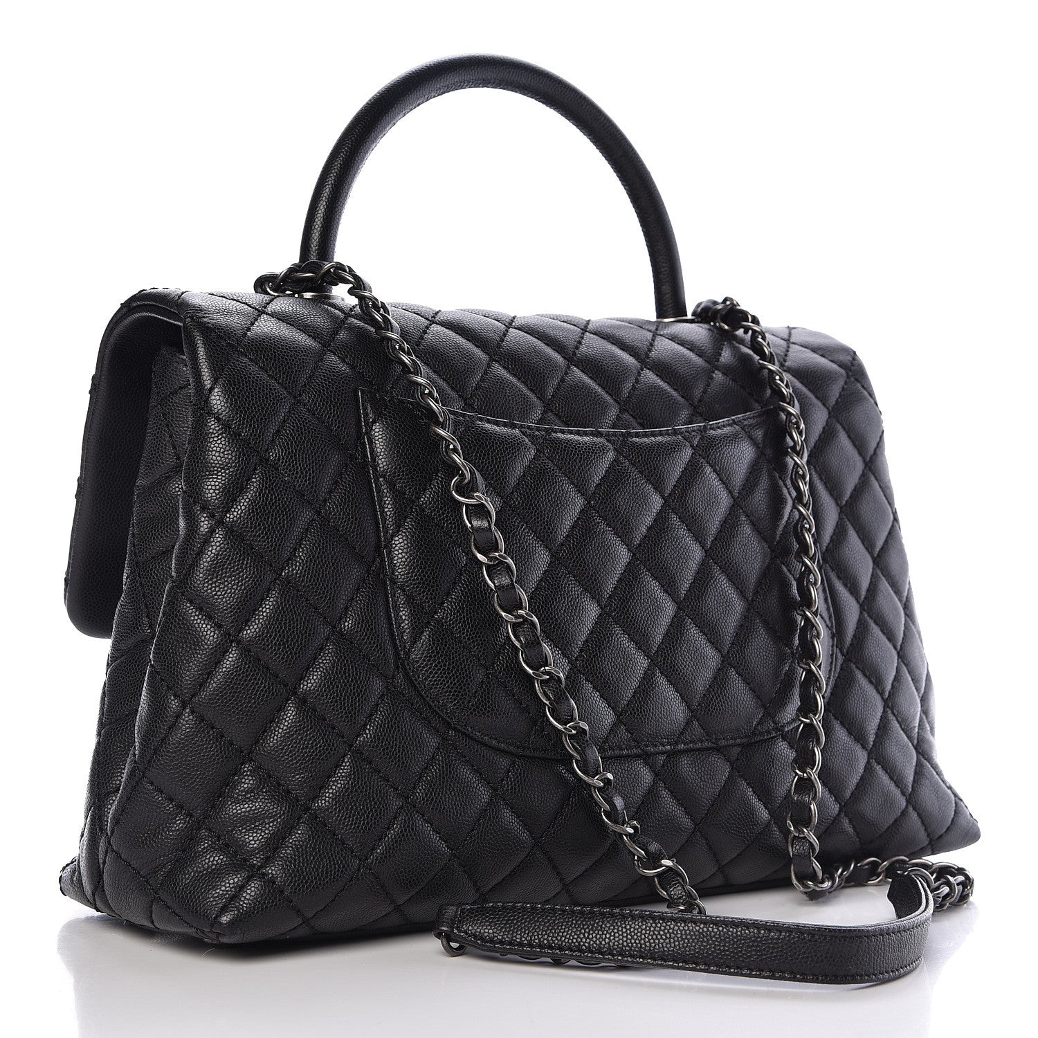 Chanel Caviar Quilted Medium Coco Handle Flap Black 3 of 10