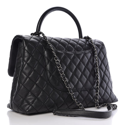 Chanel Caviar Quilted Medium Coco Handle Flap Black 3 of 10